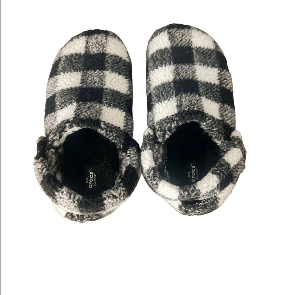 Crocs Classic Buffalo Check Cozzzy Slipper Black White
